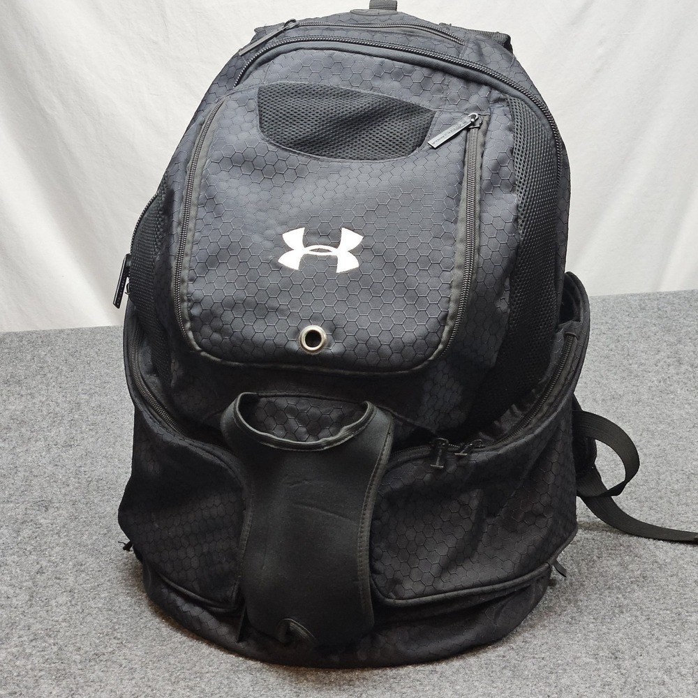 Under Armour Softball Backpack Black Hexagon‎ Pattern Sports Gym Bag Baseball